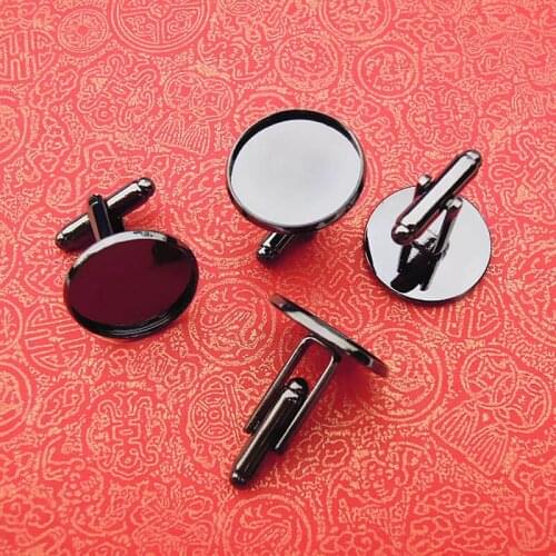 18mm New Gunmetal Plated Copper Blank Bases Round Tray Pad French Cufflinks DIY Jewelry Settings Findings Blank Bulk Wholesale