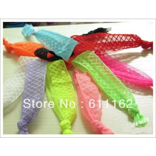 200pcs 0.8inch Lace Girls Bracelet elastic wristband Hair ties Checkd Korean Hair Tie Girl Hair Accessories Band