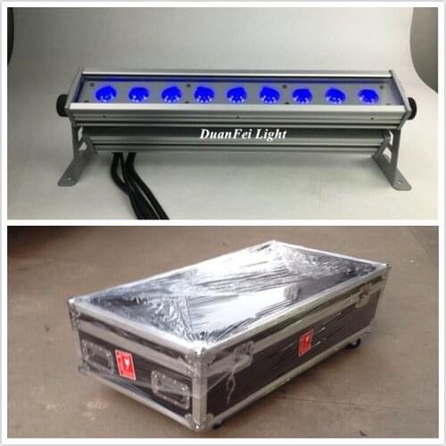 4pcs+flightcase) Outdoor led wash wall bar 58CM 9*10w 4in1 colorful led bar wall washer light dmx