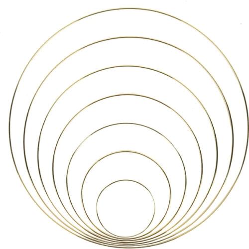 Wedding Decoration 10-40cm Metal Hoops Home Door Hanging Gold Iron Metal Ring Wreath Wall Hanging Ornament Bridal Shower Props