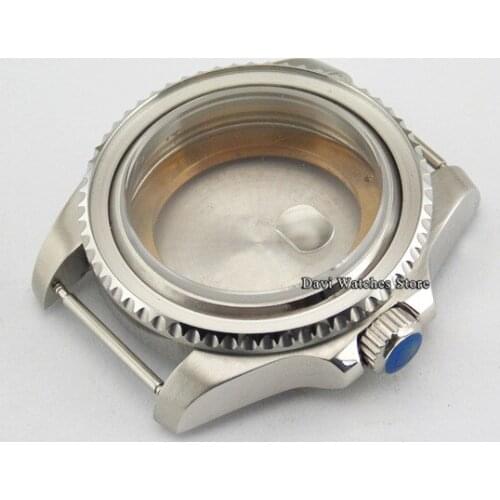 43mm Silver Watch Case Sapphire glass brushed case fit ETA 2836,Miyota 8215/821A,DG2813/3804 Movement + bezelx1