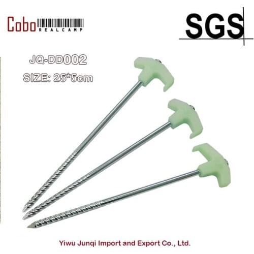 4x 9.8" Tent Stakes Camping Pegs Heavy Duty Glow In The Dark Steel Plastic Top