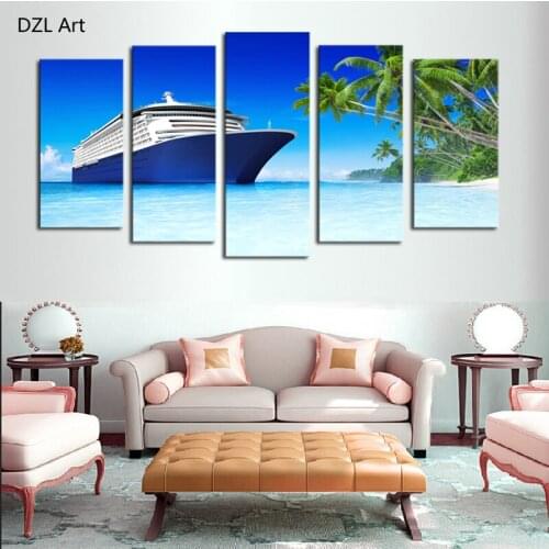 5 panels(No Frame) Ship on ocean Home Wall Decor Painting Canvas Art HD Print Painting Canvas Wall Picture for Living Room