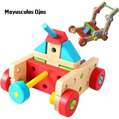 68PCS Variety Nut Car Combination Disassembly Puzzle Toy Wooden Child Intelligence Boy Assembly Detachable Assembly