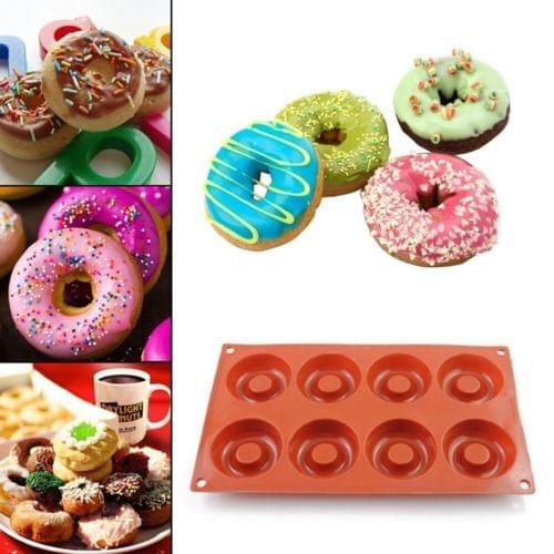 8 Cavity Savarin Doughnut Molds Baking Pan Round Shaped Silicone Donut Mould