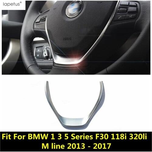 Lapetus Accessories For BMW 1 3 5 Series F30 118i 320li M Line 2013 - 2017 Steering Wheel "U" Shape Frame Molding Cover Kit Trim