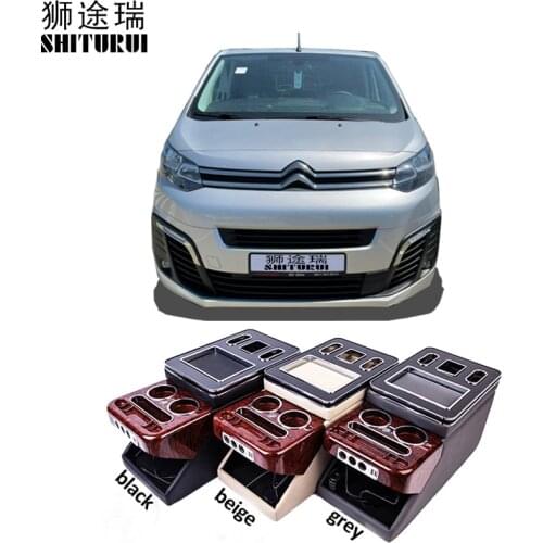 Car Armrest Box Walnut Central Store Content Storage Box For FOR Citroen spacetourer 2016-2021Auto Styling Accessories 24CM