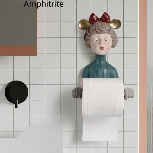 Bowknot Girl Roll Paper-punching-free Fabric Support Attached To The Wall Washcloth Storage Creative Decoration Of The Bathroom