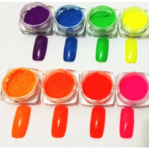 8 Colors Glitter Nail Polish Powder Luminous Acrylic Art Pigment Manicure Decor Glitter Nail Decor Luminous Easy to use