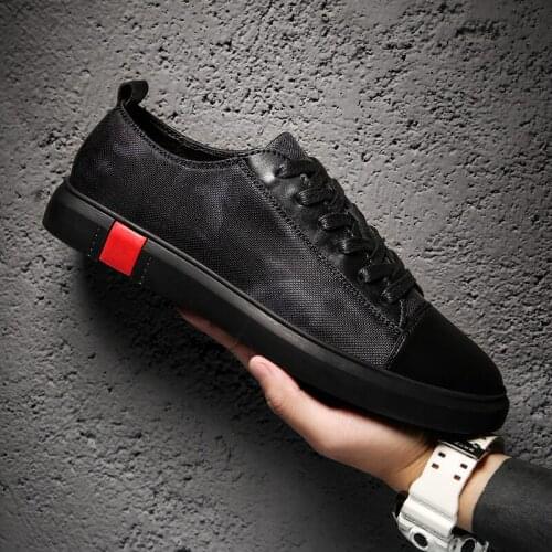 Mens Shoes for Man Casual Shoes Leather White flat Shoes Sneakers Oxford Men Leather With Canvas Fashion Sneakers