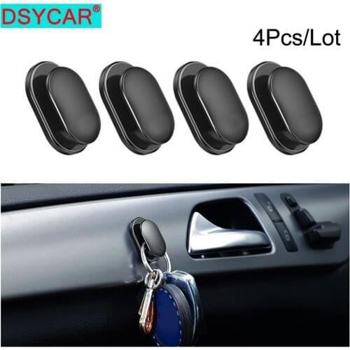 DSYCAR 4Pcs/Set Car Hooks Organizer Storage Hanger for USB Cable Headphone Key Storage Car Accessory Car Adhesive Hook Hanger
