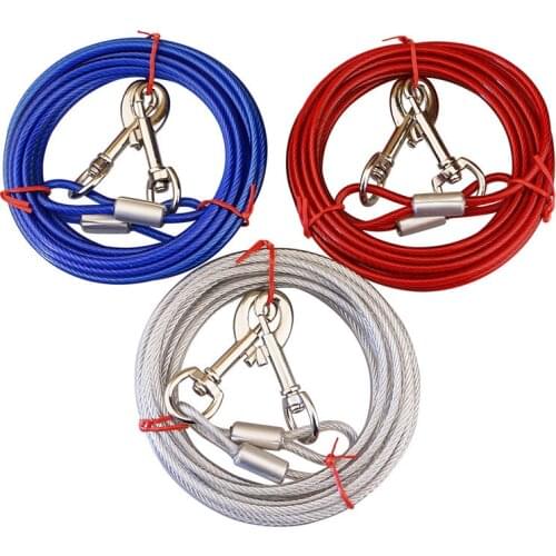 Double-end Dogs Leash Cable Dual Heads Metal Hooks Lead 5mm*3m Lengthen Steel Wire Dogs Rope Chain szelki dla psa
