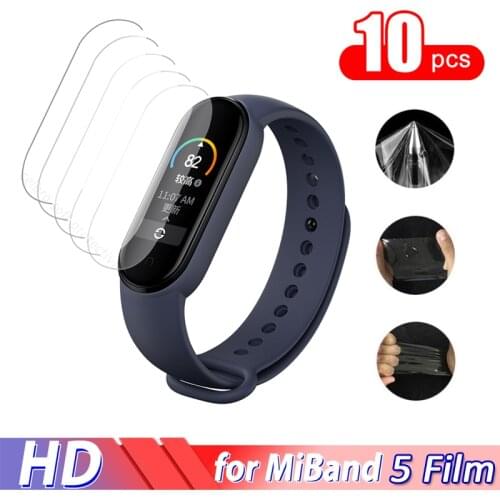 10Pcs Hydrogel Protective Tempered Film Protective Film For Xiaomi Mi Band 5 Protection Film Full Screen Permeability Film NEW