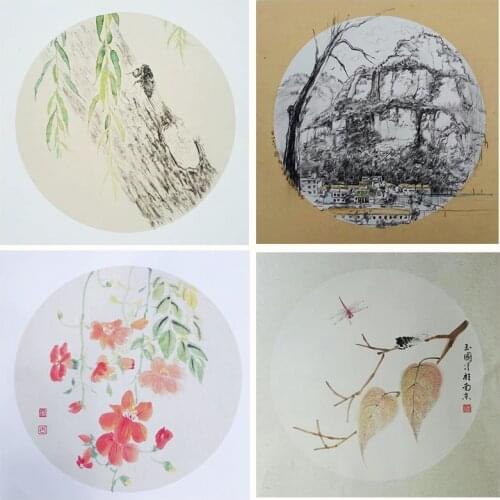 Colorful Calligraphy Watercolor Painting Mounting Paper Cards 10 Sheets Raw Xuan Paper Card Meticulous Painting Ripe Xuan Paper