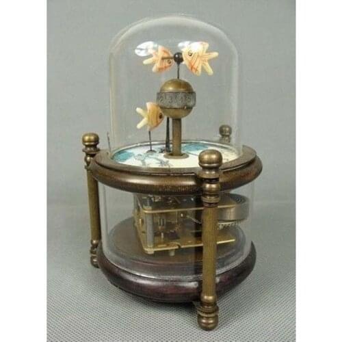 Chinese Old Copper Handwork Three Small Fish Clock