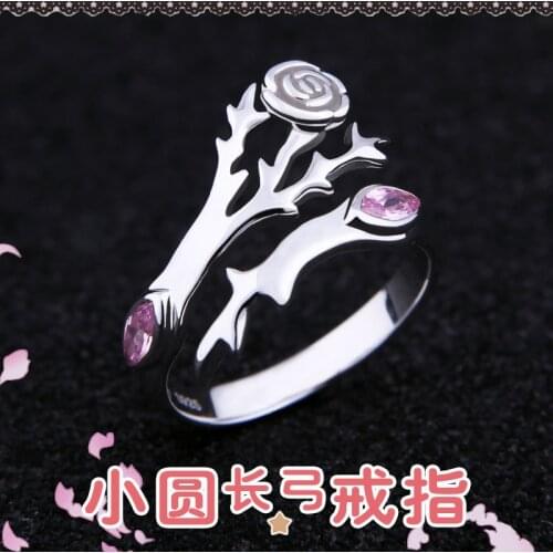 2021New Anime Carved Longbow Ring Magical Girl Madoka Cosplay S925 Silver Ring Mens and Womens Adjustable Jewelry Gift