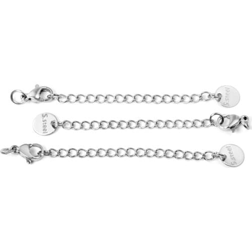 ASON 10pcs/lots Stainless Steel Chain Connector With Lobster Clasp And Round Tags For Bracelet Necklace DIY Jewelry Accessory