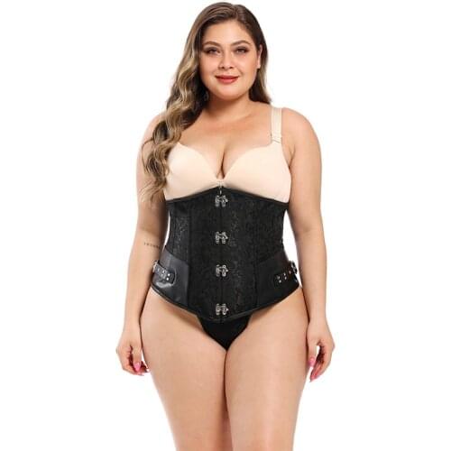 Underbust Corset Sexy Steampunk Busiter Steel Boned Waist Trainer Short Torso Women Slimming Sheath Girdle Waist Cincher Lace Up