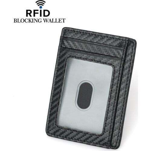 New Slim RFID Blocking Leather Wallet Credit ID Card Holder PU Leather Purse Money Case for Men Women Carbon Fiber Fashion Bag