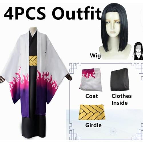 Anime Cosplay Demon Slayer Costume Ubuyashiki Kagaya Kimetsu no Yaiba Cosplay Uniform Wig Halloween Costumes Party Clothes