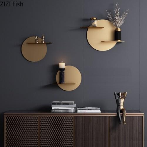 Creative Bedroom Wall Metal Shelf Wall Hanging Bedside Living Room TV Background Wall Hanging Home Decoration Accessories Modern