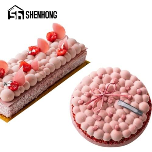 SHENHONG Round Bubble Silicone Cake Molds Stainless Steel Tart Ring Pastry Baking Tools Dessert Moulds Decorating Bakeware Set