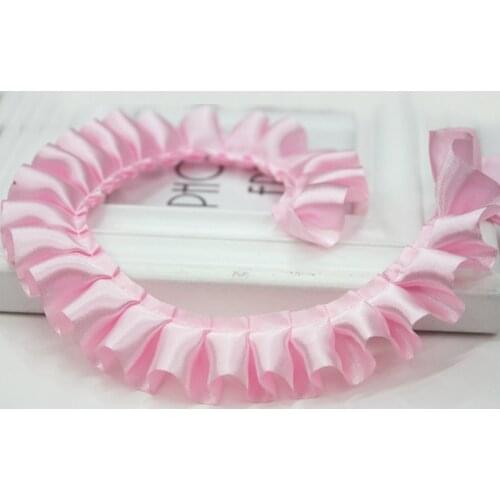 5Meters/Lot 2.5cm Wide Pleated Lace Ruffle Satin Ribbon Edge Trim For Collar Crafts DIY Sewing Supplies