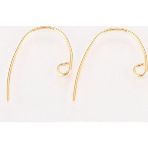 10pcs Brass Earring Hooks for jewelry making DIY Earring accessories Real Gold Plated 20~21x14~16x1mm, Hole: 2mm F60