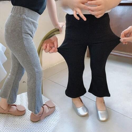 Girls Leggings Solid Cotton Spring Fall Kids Clothes Girls Bell Bottoms Boot Cut Ankle-length Baby Pant Slim Little Girl Trouser