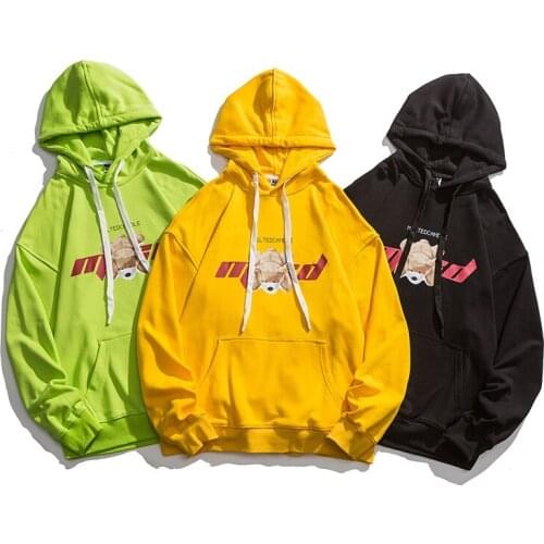 Men Bear Harajuku Oversized Hooded Hoodie 2021 Mens Japanese Streetwear Vintage Sweatshirts Man Kawaii Sweatshirt