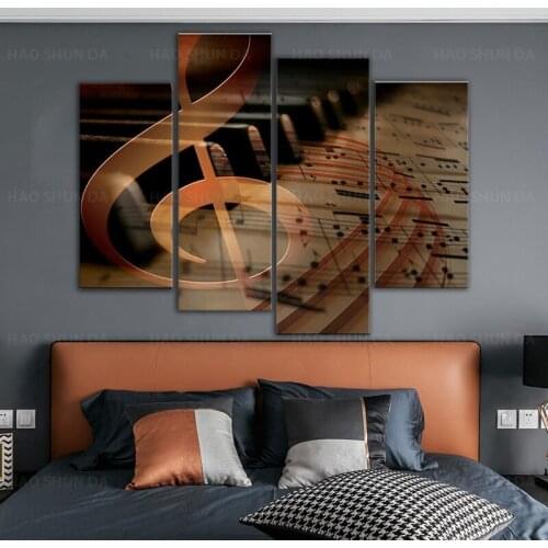 Wall Hanging Art Musical Staff Melody Piano Music Notes Instrument Abstract Reproduction Home Decor Wall Art Canvas Painting