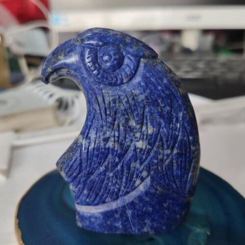 Natural crystal quartz lapis lazuli hand carved eagle head Sent at random