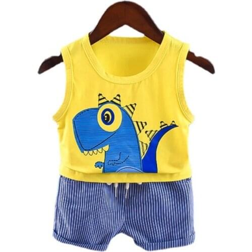 New Boys Clothing Summer Baby Girl Clothes Children Cartoon Cotton Vest Shorts 2Pcs/Sets Toddler Casual Costume Kids Tracksuits