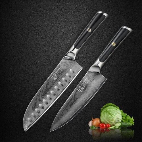 KEEMAKE 7'' Santoku 6.5'' Chef Knife 73 Layers Damascus Steel Knives Japanese VG10 Core Blade Cutter Kitchen Knife G10 Handle