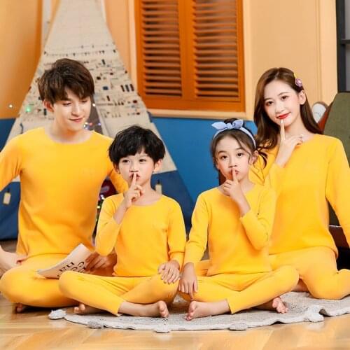 Autumn Baby Girl Boys Clothes Pyjamas Family Set Adult Kids Thermal Underwear Cartoon Pajamas Suit Dinosaur Teen Sleepwear 2-12Y