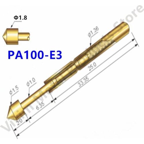 PA100-E3 Spring Test Probe 100 / PCS Convenient And Durable Brass Metal Spring Probe Spring Test Probe Length 33.35mm