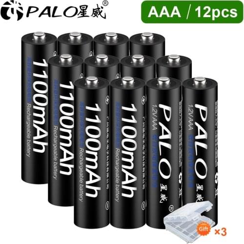PALO 12Pcs Original 1.2V Ni-MH AAA Rechargeable Battery 1100mAh 3A Batteries Battria AAA battery Rechargeable AAA