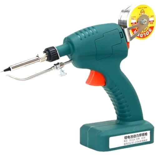 EU/US 80W Soldering Gun DC 12V Li-ion Rechargeable Cordless Soldering Iron Automatic Dormant Welding Gun Tool