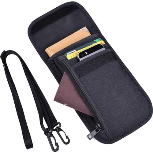 RFID Blocking Neck Hanging Passport Holder Card Case Multifunction Waterproof Travel Document Wallet Pouch for Men & Women