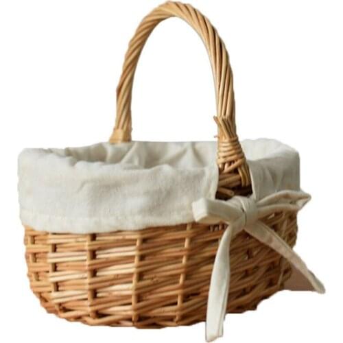 Wicker Flower Basket Portable Storage Basket Picnic Mini Flower Basket Woven Basket Vegetable Basket