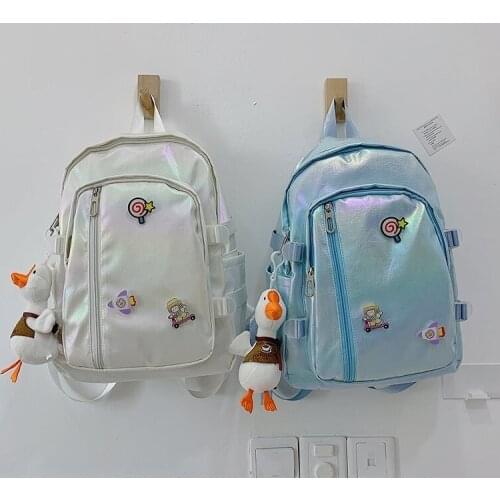 Fashion Womens Backpack Summer New Solid Color Cute Doll Pendant Schoolbag For Girls Simple Leisure Waterproof Travel Backpacks