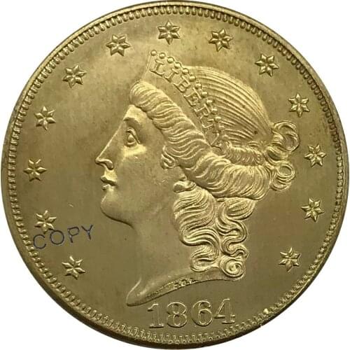 S 1864 United States 20 Twenty Dollars Liberty Head Double Eagle Gold coin Brass Collectibles Copy Coin