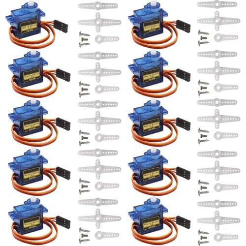 10Pcs SG90 Geared Mini Servo Motor 9G for Remote Control Helicopters, Mini Robot, Robot Arm and Boats