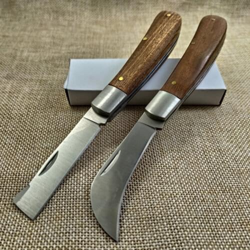 Wooden Handle Folding Knife Outdoor Hunting Camping Knife Survival High-quality Tactical 55 HRC Hardness 3Cr13 Blade