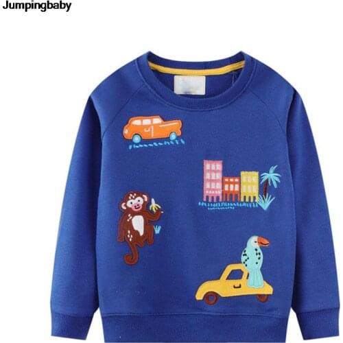 2021 Boys Sweatshirts Autumn Tops Car Animals Embroidery Moletom Sudaderas Roupas Infantis Kids Clothes Vetement Enfant Garcon