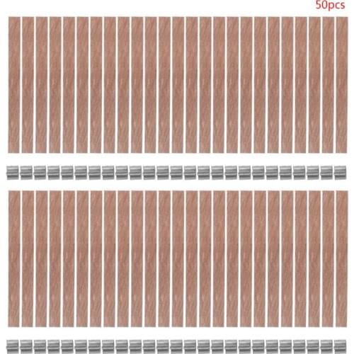 50pcs Wooden Wick Candle Core Sustainer Tab DIY for Candles Making Soy Wax Parffi 13mm