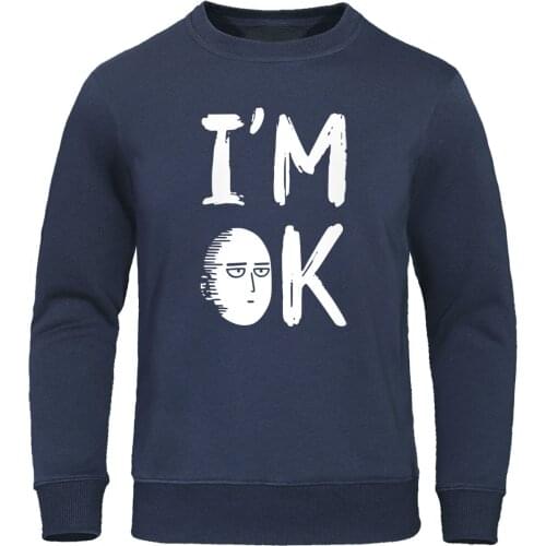 Japanese Anime Harajuku Streetwear One Punch Man Hoodies Saitama Printed Pullover Funny Casual mens Sweatshirt Autumn Warm Hoody