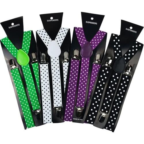 YSMILE Y Fashion Solid Dots 3 Clips Suspenders High Elastic Adjust Comfortable Braces Male Female Wedding Clothes Accessories