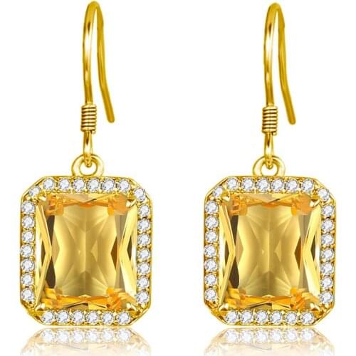 Yellow Citrine Earrings 14K Gold Jewelry With Diamond Gemstone 925 Sterling Silver Jewelry Earring Wedding Fine Jewelry