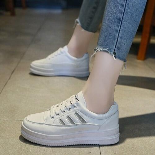 QWEDF 2019 spring new wedge fashion white shoes female platform ladies casual shoes comfortable breathable mesh sneakers X8-68